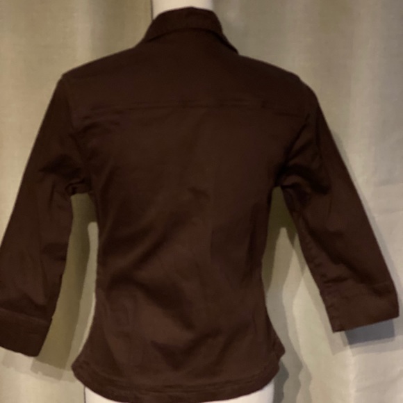 🪞Mirror Image Dark brown stretchy denim jacket - Picture 2 of 5